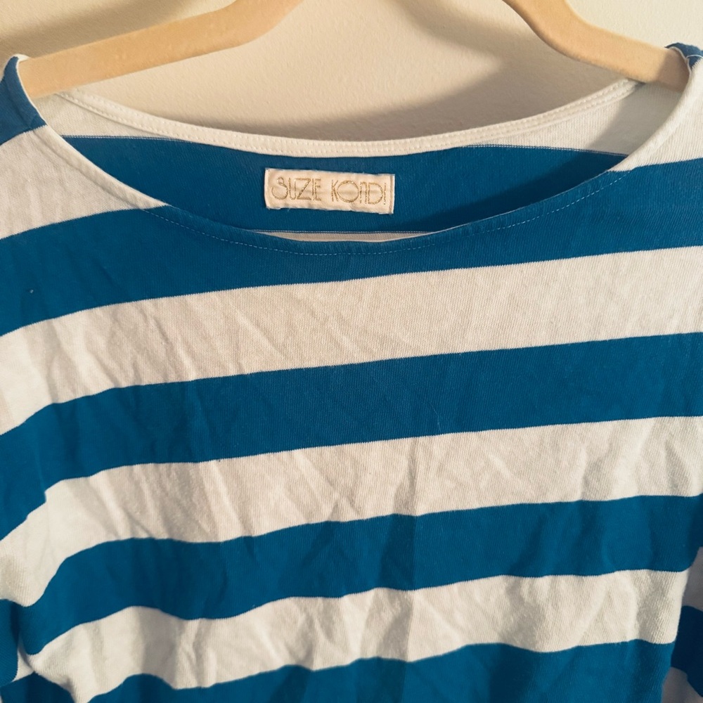 Suzie Kondi Psaras Striped Tee in Blue and White Stripe - Picture 6 of 7